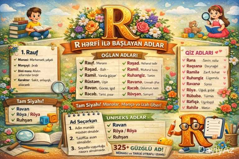 R Hərfi ilə Başlayan Adlar – Mənası, Mənşəyi və Ətraflı Siyahı