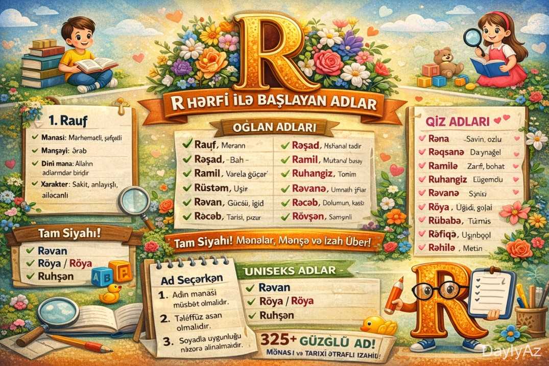 R Hərfi ilə Başlayan Adlar – Mənası, Mənşəyi və Ətraflı Siyahı