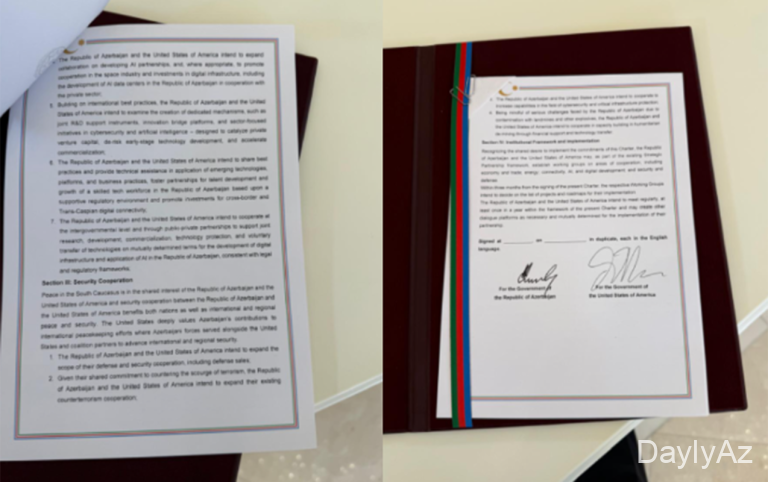 Azərbaycan və ABŞ arasında imzalanan xartiyanın 
							 – Fotoları