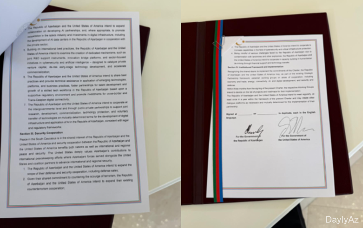 Azərbaycan və ABŞ arasında imzalanan xartiyanın 
							 – Fotoları
