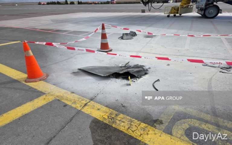 Naxçıvan aeroportunun uçuş-eniş zolağına da zərər dəyib 
							 – Fotolar