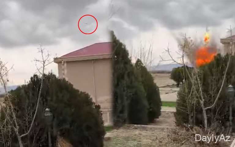 Dron məktəbin yaxınlığına belə düşüb 
							 – Həmin anın videosu