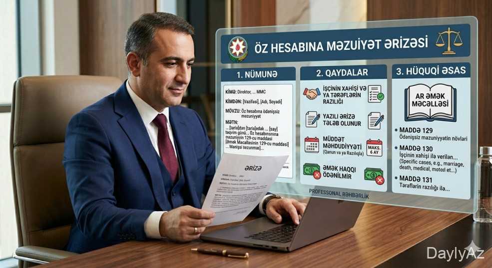 Öz Hesabına Məzuniyyət Ərizəsi — Nümunə, Qaydalar və Hüquqi Əsas